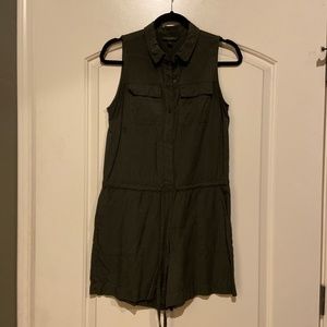 Banana Republic Utility Romper Army Green Drawstring Waist